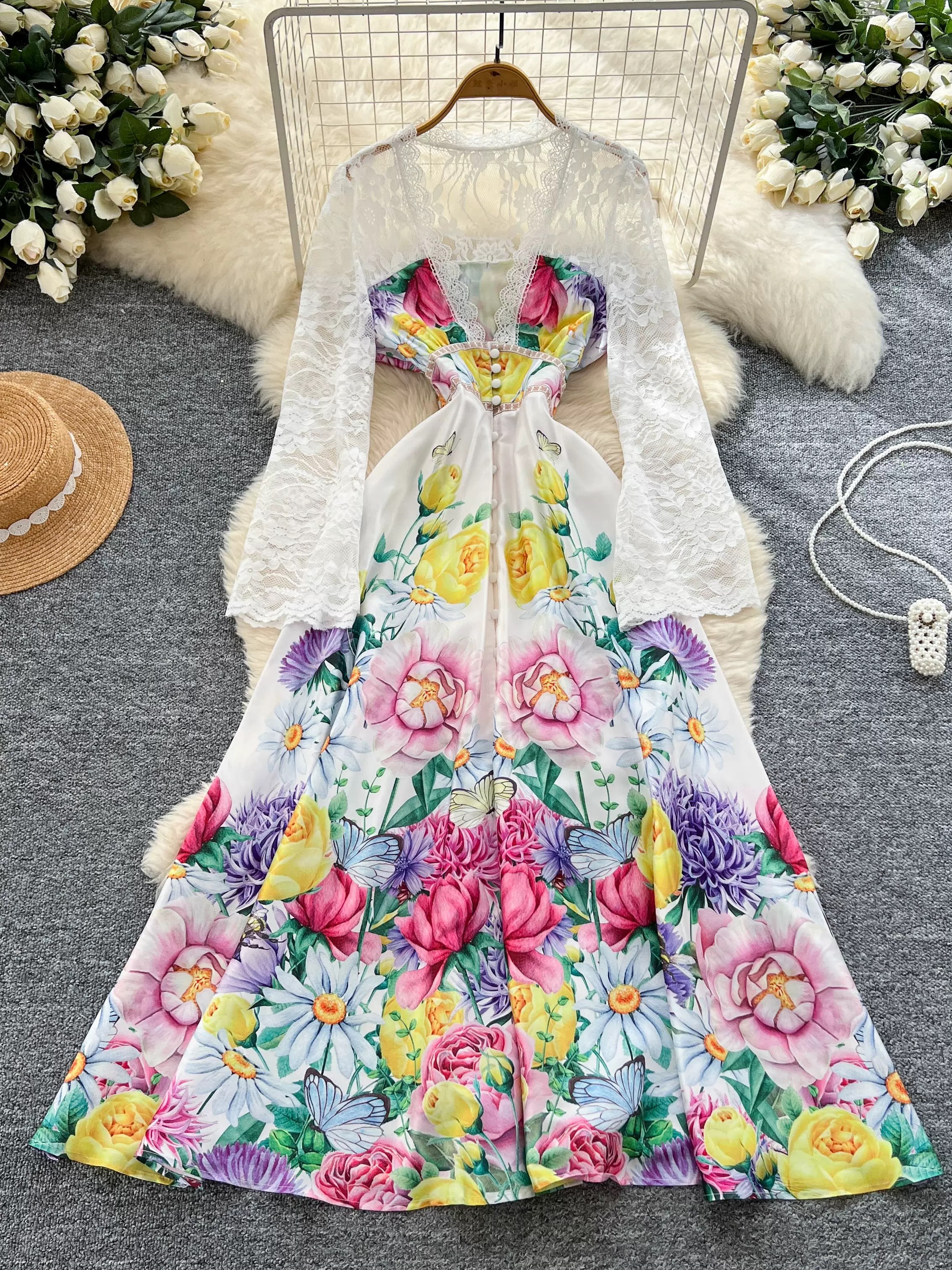 Her favorite print dress ED194 images